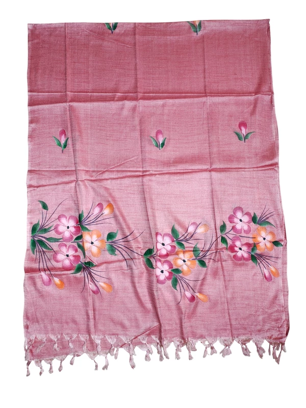 Pink Unstitched Block Print Silk Salwar Suit Dress Material with Dupatta