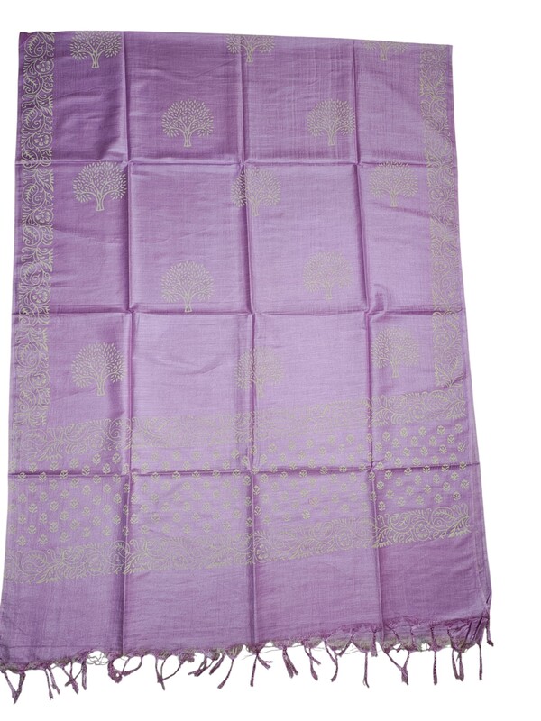 Lavender Kalamkari Unstitched Salwar Suit Dress Material with Dupatta
