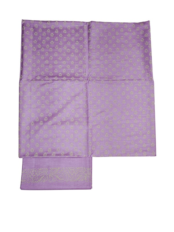 Lavender Kalamkari Unstitched Salwar Suit Dress Material with Dupatta