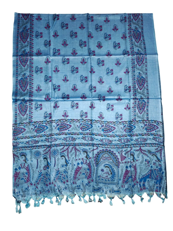 Pink Madhubani Print Unstitched Silk Salwar Suit with Dupatta