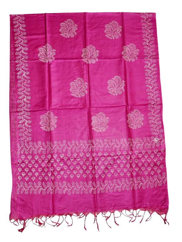 Pink Unstitched Batik Print Silk Salwar Suit Dress Material with Dupatta