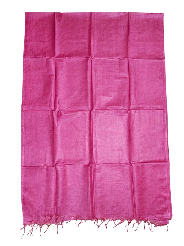 Pink Cotton Silk Silver Zari Dupatta