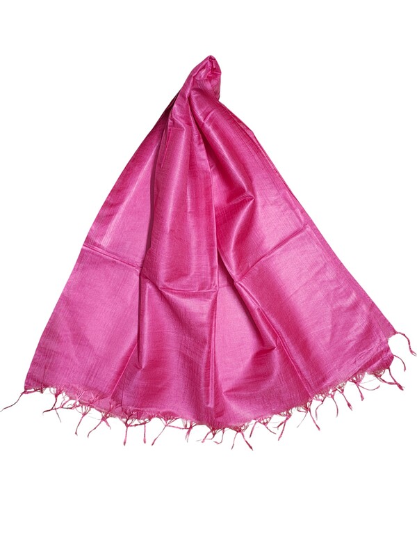 Pink Cotton Silk Silver Zari Dupatta