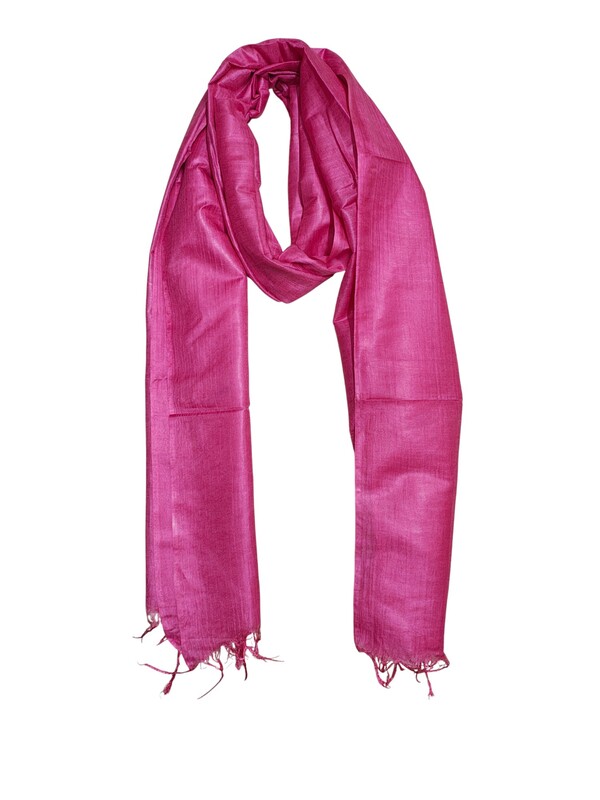 Pink Cotton Silk Silver Zari Dupatta