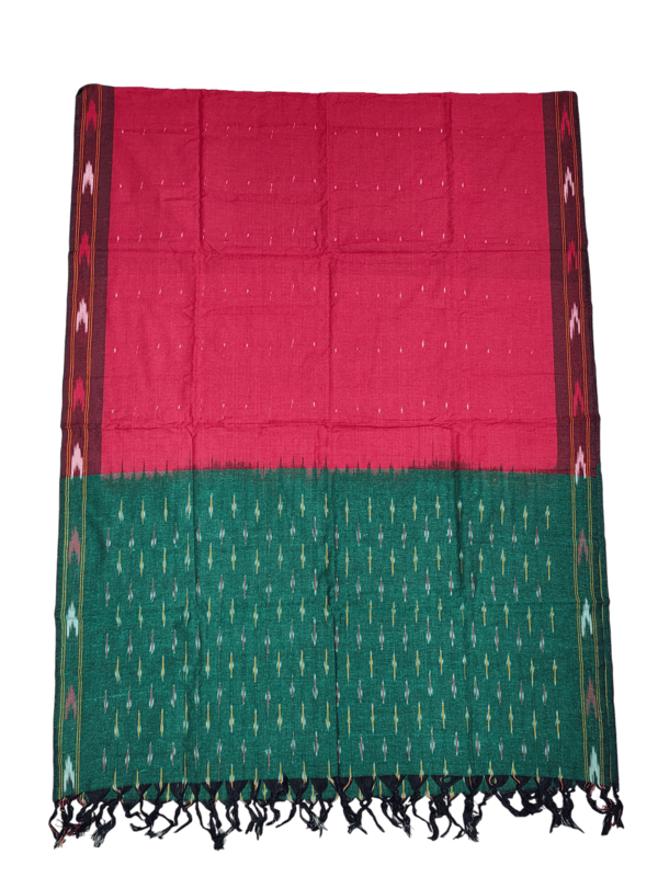 Olive Green Pochampally Ikkat Cotton Unstitched Salwar Suit Set with Dupatta