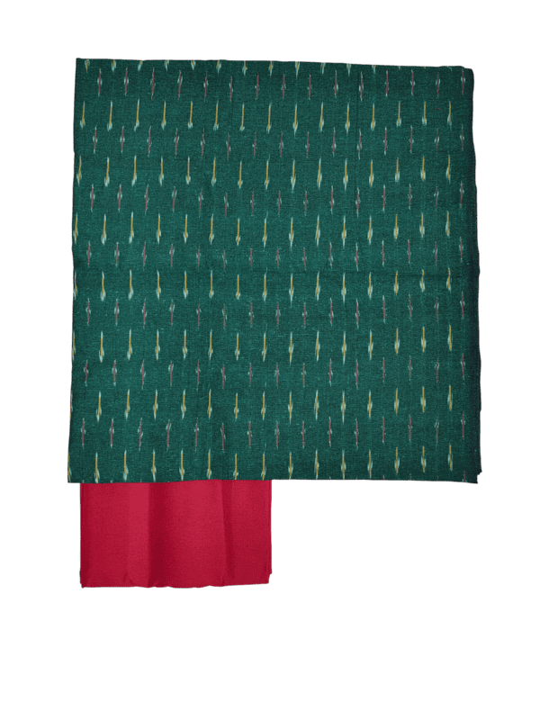 Olive Green Pochampally Ikkat Cotton Unstitched Salwar Suit Set with Dupatta