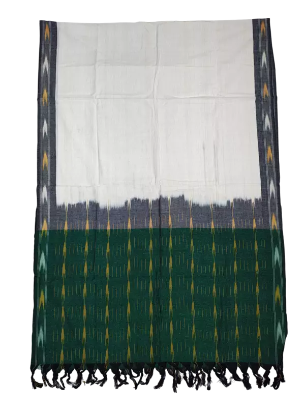 Olive Green Pochampally Ikkat Cotton Unstitched Salwar Suit Dress Material with Dupatta
