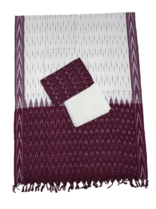 Wine Ikkat Unstitched Salwar Suit Dress Material with Dupatta