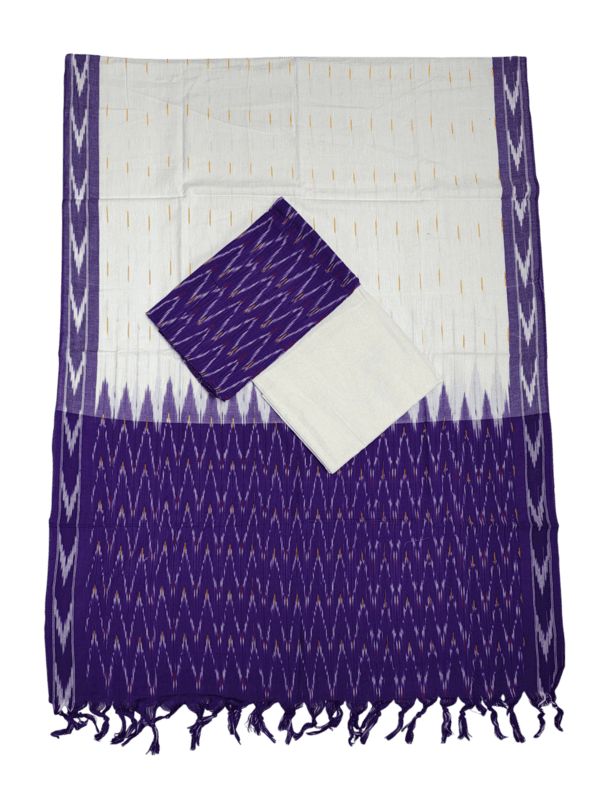 NavyBlue Ikkat Cotton Unstitched Salwar Suit Dress Material with Dupatta