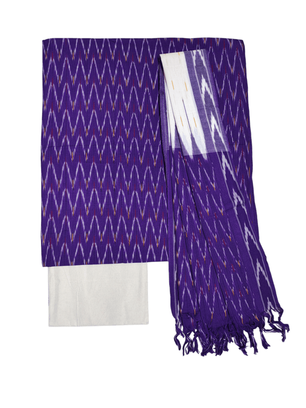 NavyBlue Ikkat Cotton Unstitched Salwar Suit Dress Material with Dupatta