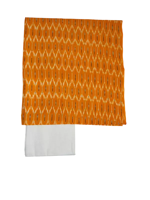 Mustard Pochampally Ikkat Cotton Unstitched Salwar Suit Dress Material with Dupatta