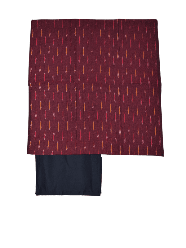 Maroon & Black Ikkat Khadi Cotton Unstitched Salwar Suit Set with Dupatta