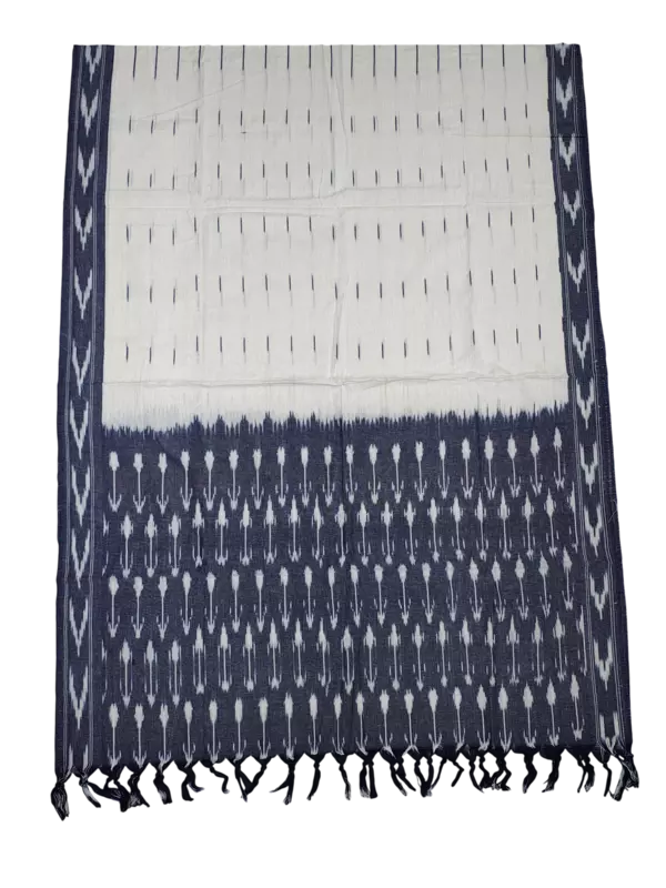 Grey Pochampally Ikkat Cotton Dress Material with Dupatta