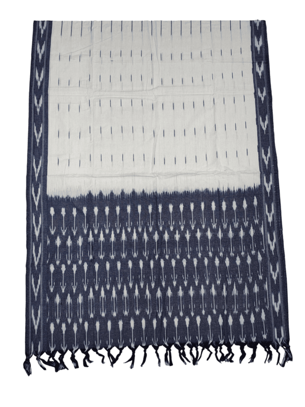 Grey Pochampally Ikkat Cotton Dress Material with Dupatta