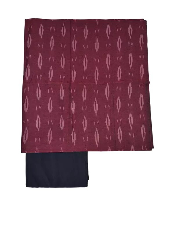Maroon Ikkat Cotton Unstitched Salwar Suit Dress Material with Dupatta