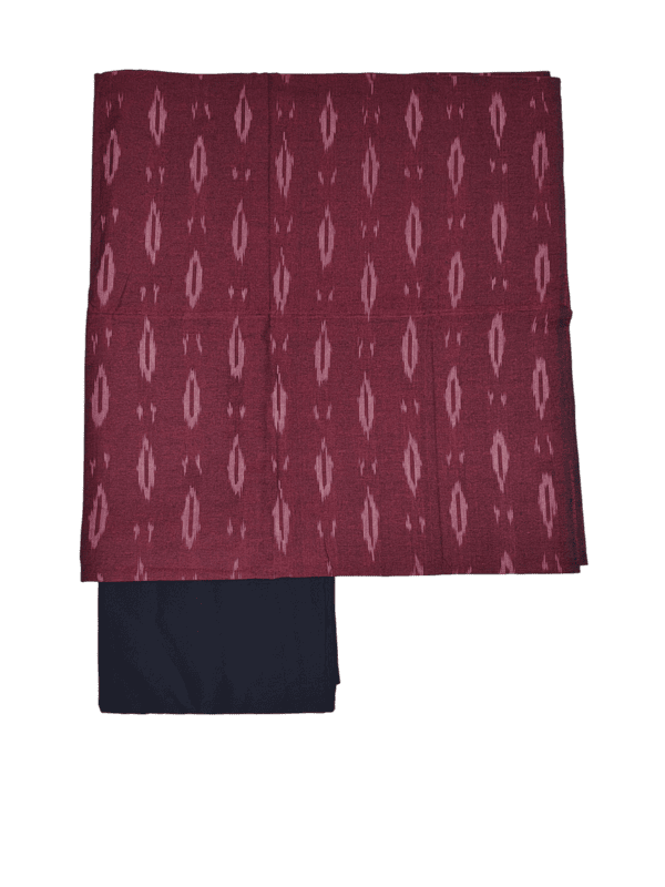 Maroon Ikkat Cotton Unstitched Salwar Suit Dress Material with Dupatta