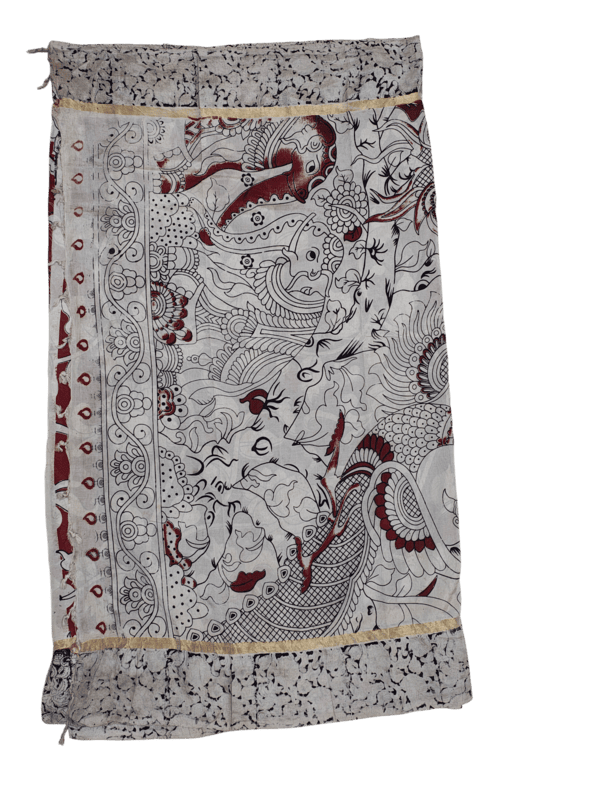 Red Kalamkari Silk Saree with Blouse Piece