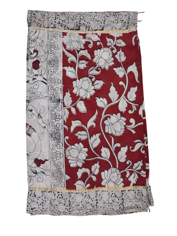 Red Kalamkari Silk Saree with Blouse Piece