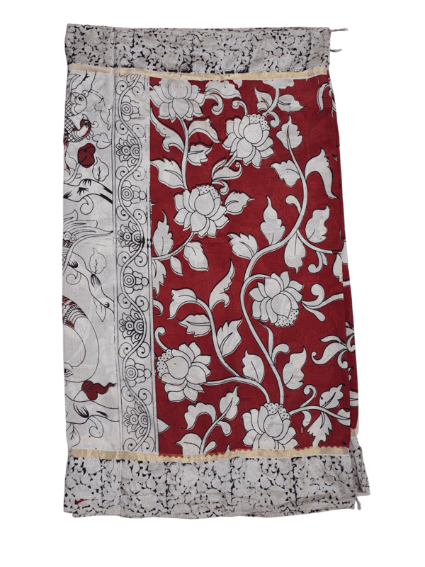 Red Kalamkari Silk Saree with Blouse Piece