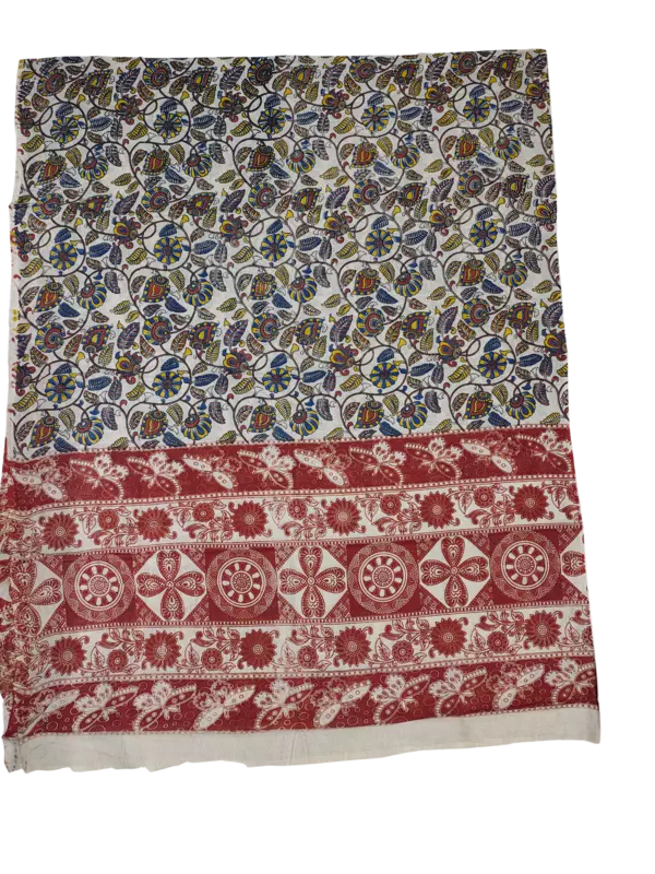 Mustard Pure Cotton Kalamkari Hand Block Print Unstitched Salwar Suit Set