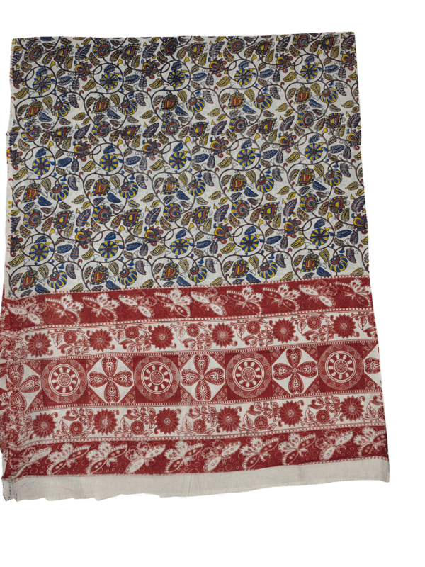 Mustard Pure Cotton Kalamkari Hand Block Print Unstitched Salwar Suit Set