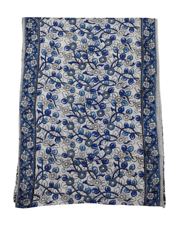 Indigo Kalamkari Pure Cotton Saree with Blouse Piece