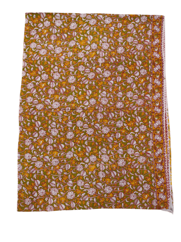 Yellow Kalamkari Cotton Saree with Blouse Piece