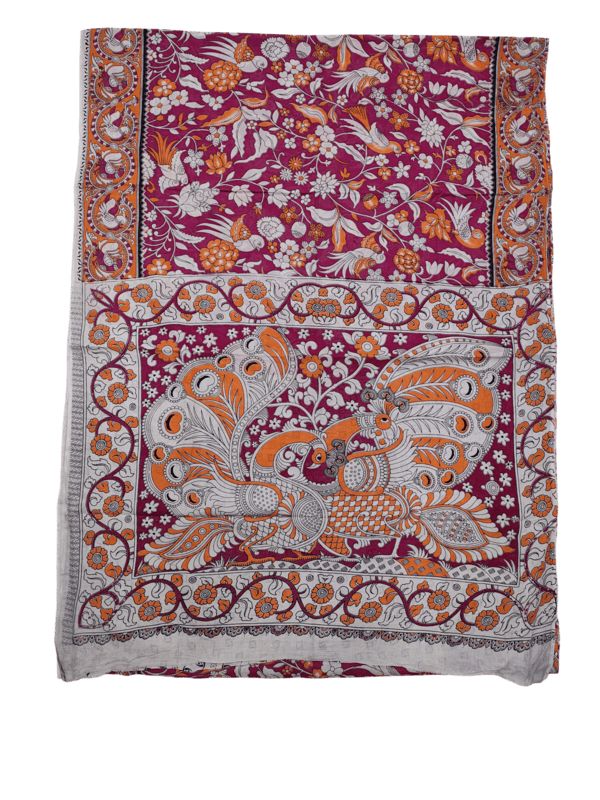 Pink Kalamkari Cotton Saree with Blouse Piece