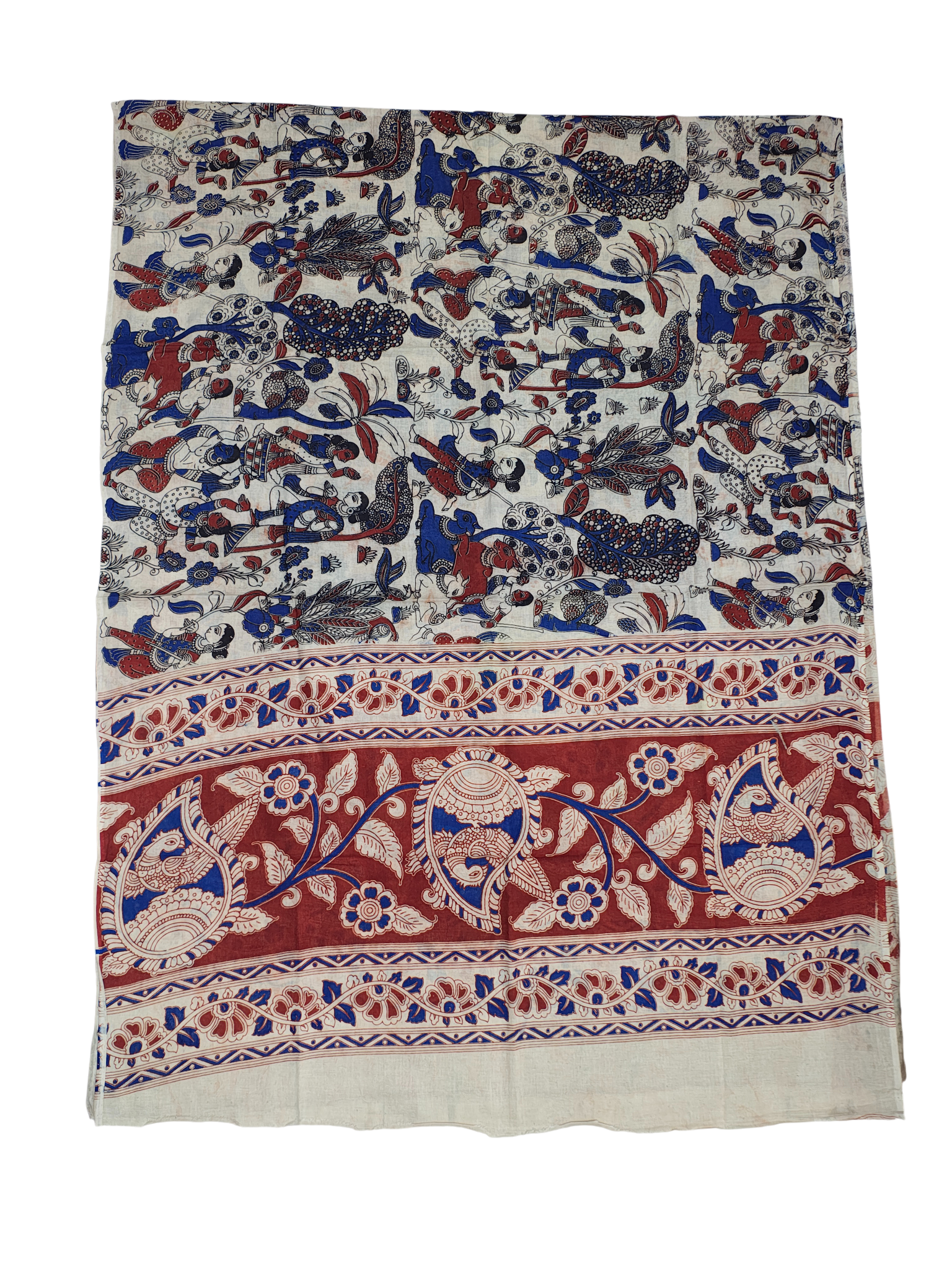 Maroon Pure Cotton Kalamkari Hand Block Print Unstitched Salwar Suit Set