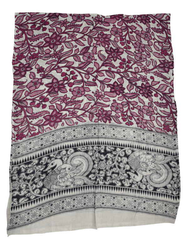 Maroon Pure Cotton Kalamkari Hand Block Print Dress Materials