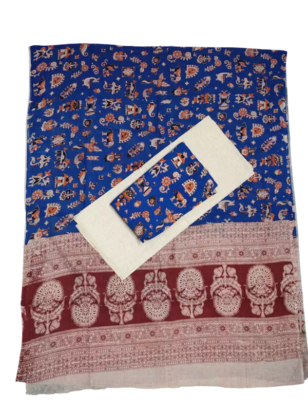 Pink Pure Cotton Kalamkari Hand Block Print Unstitched Salwar Suit Set