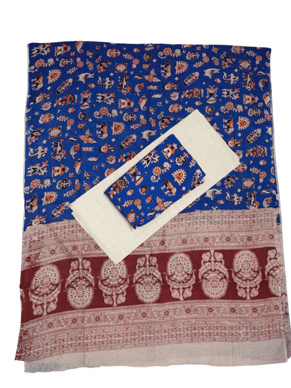 Pink Pure Cotton Kalamkari Hand Block Print Unstitched Salwar Suit Set