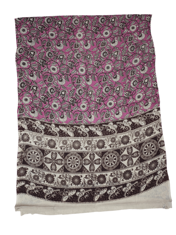 Deep Pink Pure Cotton Kalamkari Hand Block Print Dress Materials