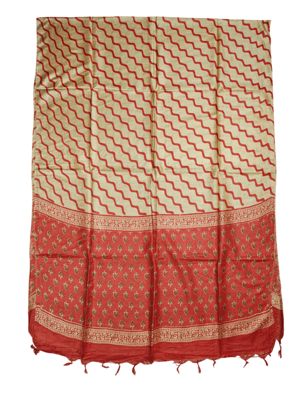 Orange Ajrakh Hand Block Print Silk Unstitched Salwar Suit Set