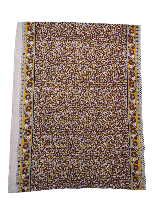 Maroon Kalamkari Pure Cotton Saree with Blouse Piece