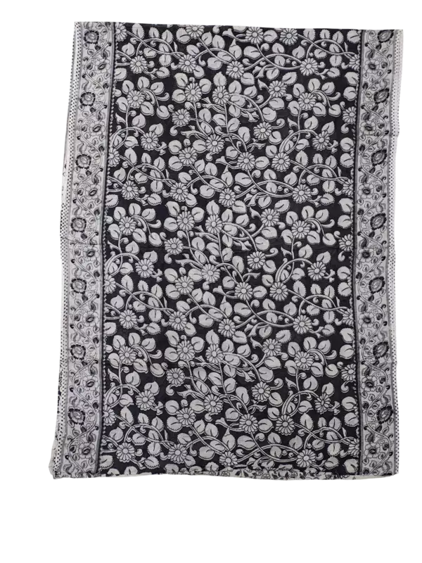 Black Kalamkari Cotton Saree with Blouse Piece