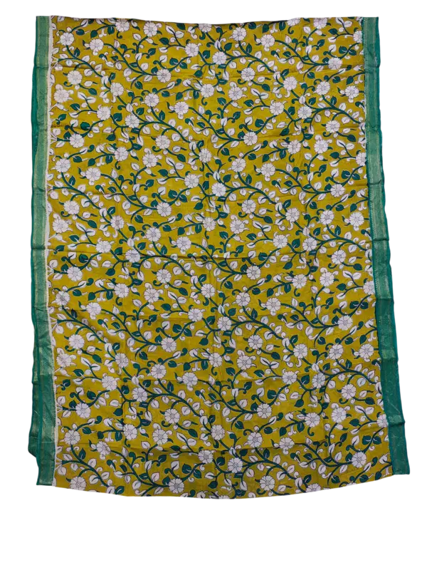 Green Kalamkari Silk Saree with Blouse Piece