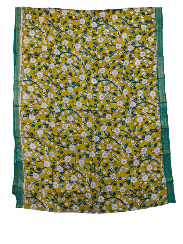 Green Kalamkari Silk Saree with Blouse Piece