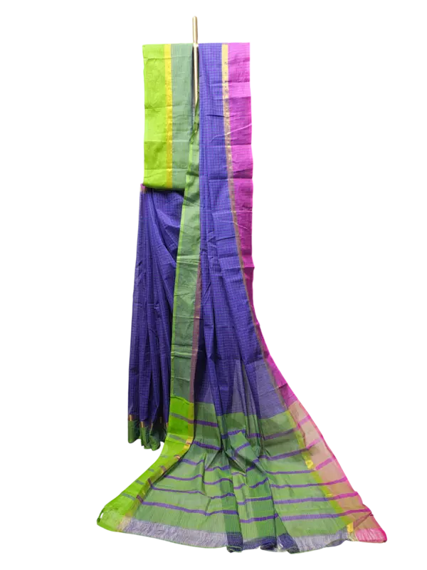 Indigo Mangalagiri Handloom Cotton Saree with Blouse Piece