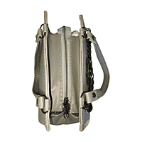Elegant grey handbag with chain accent