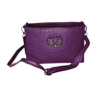 Violet Luxe Embossed Chain Shoulder Bag