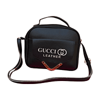 Classic Black Leather Shoulder Bag with Gold Accents