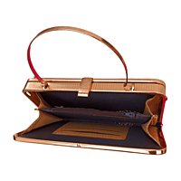 Golden Crystal Embellished Clutch with Metallic Finish