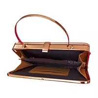 Golden Crystal Embellished Clutch with Metallic Finish