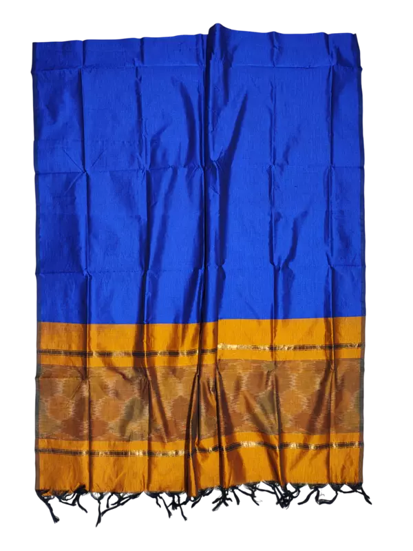 Mustard Pochampally Ikkat Silk Dress Material with Dupatta