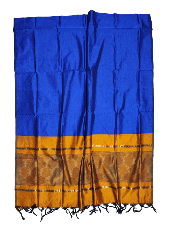Mustard Pochampally Ikkat Silk Dress Material with Dupatta