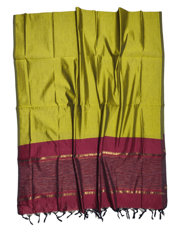 Maroon & Mustard Pochampally Ikkat Silk Dress Material with Dupatta