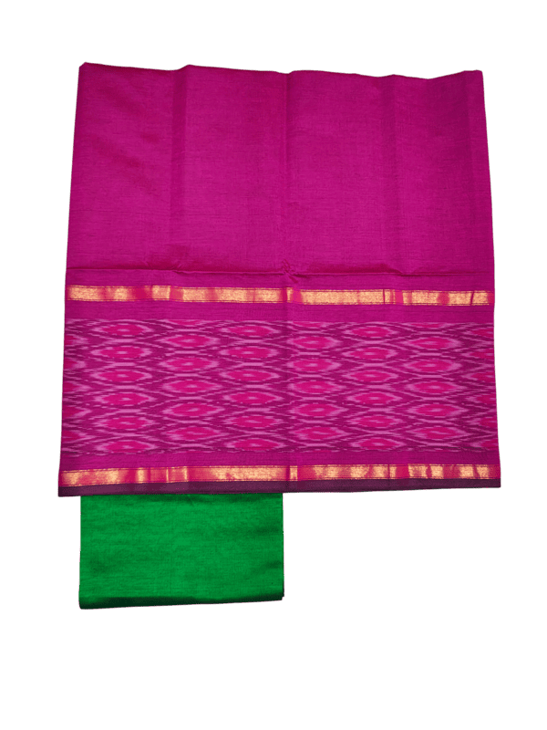 Pink Pochampally Ikkat Silk Dress Material with Dupatta