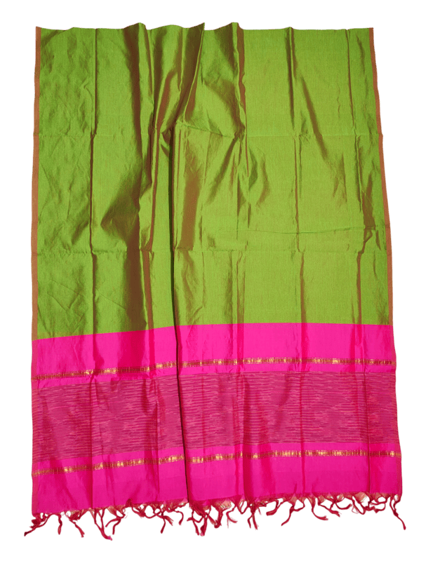 Magenta Pink Pochampally Ikkat Silk Dress Material with Dupatta