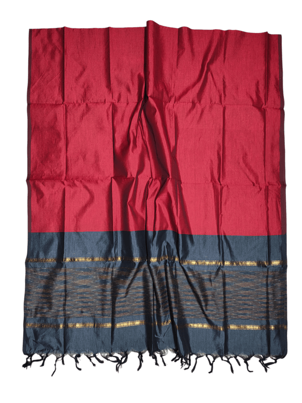 Grey & Maroon Pochampally Ikkat Silk Unstitched Suit Set